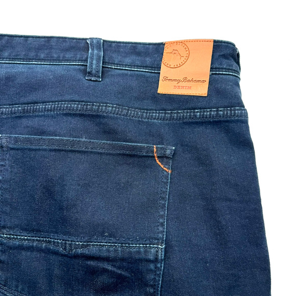 TOMMY‎ BAHAMA Men's 54x30 Dark Wash Indigo Blue Jeans Straight Stretch Soft EUC - Picture 1 of 9
